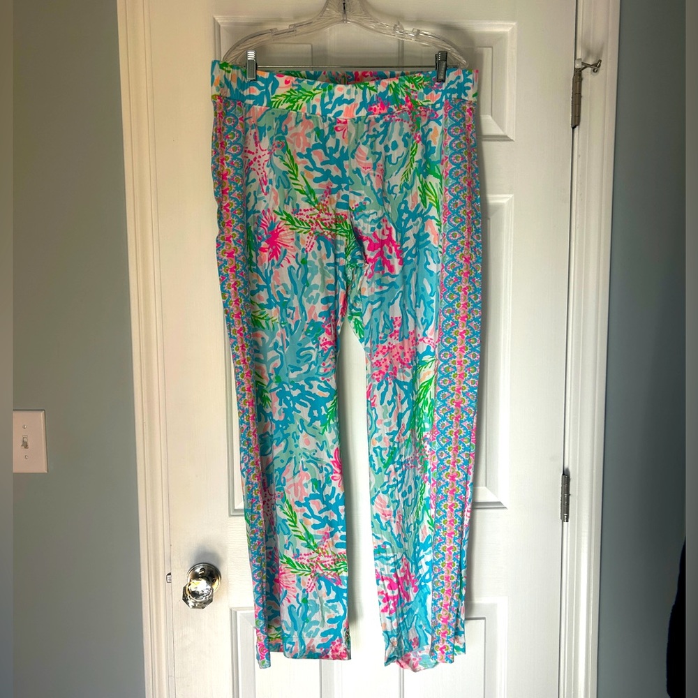 Lilly Pulitzer Mid Rise Palazzo Pants in vibrant pastel colors XL